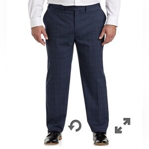 DXL men’s plaid navy suit/ dress pants size 44 x 30
